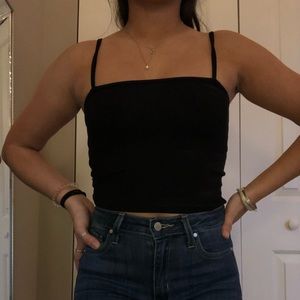 Brandy Melville Ribbed Black CropTop